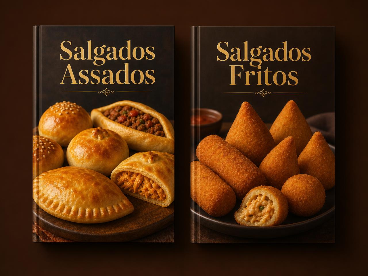 Capas dos ebooks Salgados Assados e Salgados Fritos